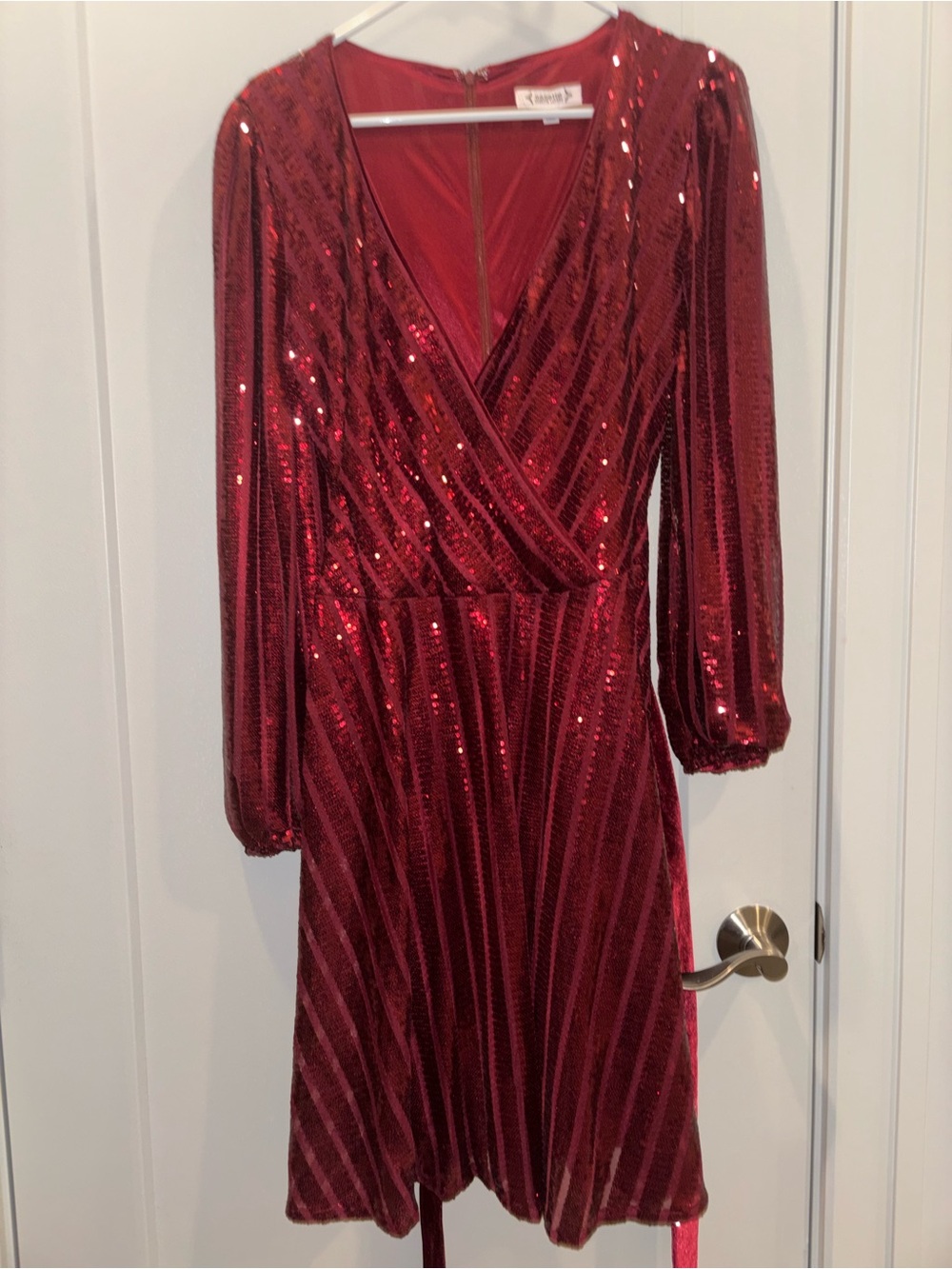 Nanette Lepore Red Sequin Long-Sleeve Dress